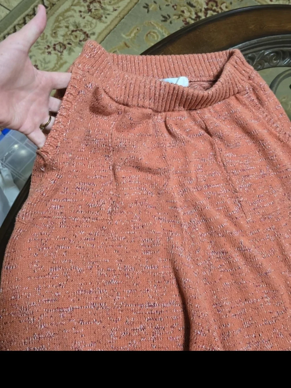 Free People FP Beach High Rise Knit Pants in an orange-rust color S/P